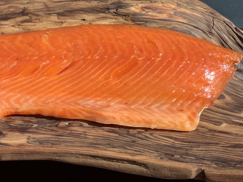 COLD SMOKED SALMON LOX SIDE  (ONE FILLET APPROXIMATELY 1.5LB) $19.99 per lb